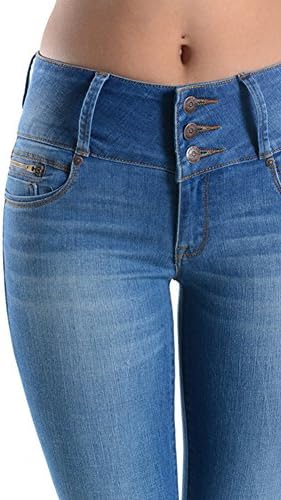 Women's Stretch High Waist Triple Button Skinny Jean With 5 Pockets