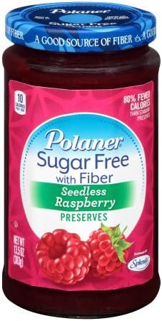 Polaner Sugar Free Seedless Raspberry with Fiber, 13.5 oz (1 Jar)