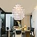 LightInTheBox Modern White Shell Pendant Chandelier Mini Style Ceiling Light Fixture for Bedroom, Living Room, Bulb Not Included (Chrome Finish)