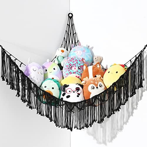 Stuffed Animal Hammock Macrame Boho Plush Toy Hammock Net for Stuffed