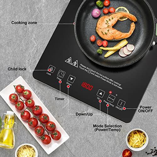 Portable Induction Cooktop AMZCHEF 1800W Induction Stove Burner With