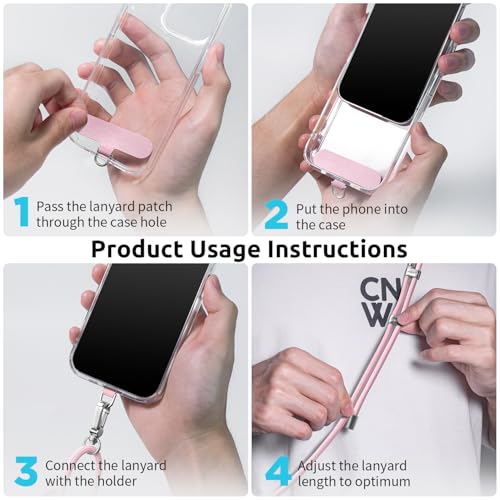 SURPHY Mobile Phone Cord, Hanging Strap Lanyard with 2 Durable Patches, Adjustable Neck Straps, Multifunctional Chain Compatible with Most Cases, Pink and Purple