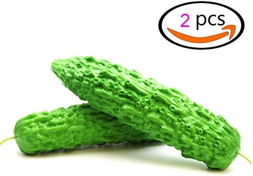 Pack of 2 Green Bitter Gourd Artificial Lifelike Simulation PU Artificial Vegetables Fake Vegetable Home Kitchen Cabinet Decoration (2, Bitter Gourd)