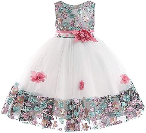 Zerototens Floral Baby Girl Dress Bridesmaid Pageant Gown Birthday Party Wedding Princess Dress Sleeveless Lace Bowknot Party Dresses Prom Dress Girl Clothes 1-6 Years Old