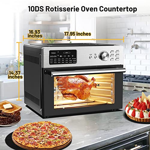 Dxmocos 30L Air Fryer Toaster Oven, Stainless Steel Air Fryer Rotisserie Combo, 21 in 1 Countertop Ovens, Innovative 360 ° Air Frying Technology, Large Air Fryers Oven