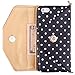iPhone 6 6s Plus Wallet Case, True Color Premium Leatherette Polka Dots Wristlet Clutch Folio Tri-Fold Wallet Purse Case Cover with Removable Wrist Strap for iPhone 6 6s Plus (5.5”) – Black