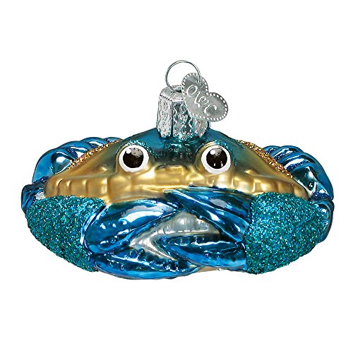 Blue Crab Glass Blown Hanging Christmas Ornament - Beachfront Decor