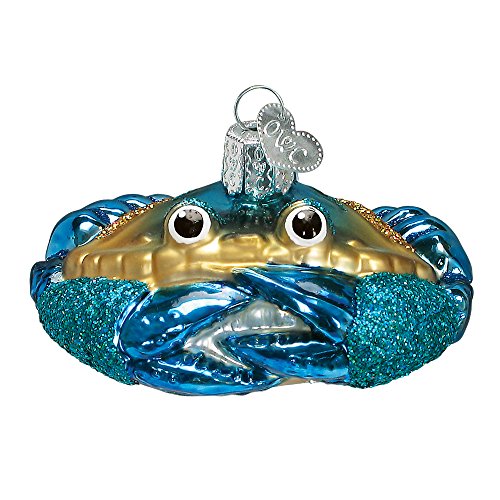 Blue Crab Glass Blown Hanging Christmas Ornament