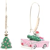 Betsey Johnson Santa Car Christmas Tree Mismatch Earrings