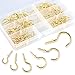 120Pcs 6 Sizes Metal Screw-in Ceiling Hooks Kit, Gold Self-Tapping Cup Hooks for Home/Workplace/Office (Q-Screw)