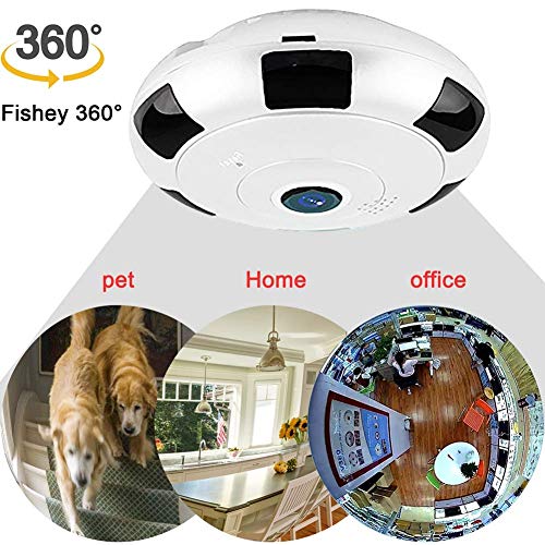 WiFi IP Camera 360 Degree Camera Surveillance Home Security Wireless Camera 1080p Full HD Wide Lens, Night Vision 2 Way Audio for Home/Office/Nanny/Pet/Baby Monitor Cam with iOS, Android App