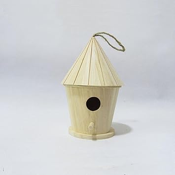 Outdoor Bird Feeders Wooden With Rope Bird House Pendants