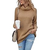 Women's Turtleneck Sweaters Oversized Lightweight Long Sleeve Pullover Loose Chunky Knit Jumper Tops