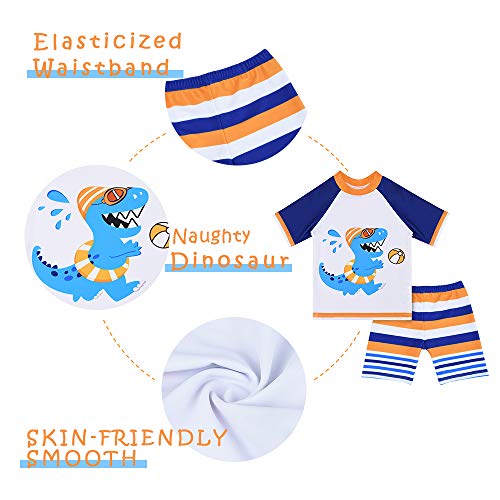 AMZTM Baby Peuter Jongens 2-Stuks Dinosaurus Badpak Kofferbak en Rashguard - Image 3