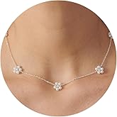 PRTGL Pearl Necklace: 14K Gold-Plated/White Gold-plated Pearl Necklace for Women 16.5” + 2”
