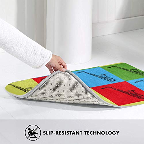 WOWINNER Anti-Slip Mildew Resistant Anti Bacterial Floor Mat Super Soft Bath and Shower Carpet Pop Art Saxophone Bath Rug Support Machine Wash