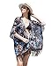 Women's Floral Kimono Cover Up - Lightweight Leopard Chiffon Beachwear for Bikini,Cardigan and Swimwear(One Size,Black)