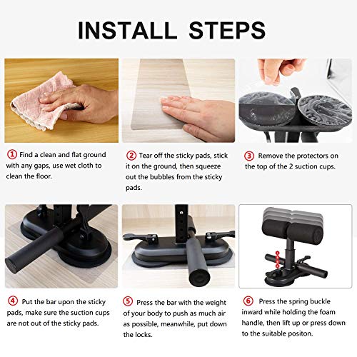 Flyfan-Sit-Up-Bar-Sit-Up-Assistant-Equipment-Portable-Adjustable-Sit-Ups-Foot-Holder-with-2-Suction-Cups-and-4-Positions-for-Abs-Home-Exercise