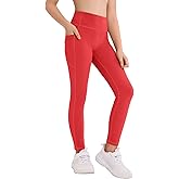 Haloumoning Girls Athletic Leggings Kids Workout High Waisted Stretchy Running Yoga Pants with Pockets 5-14 Years