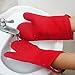 Heat Resistant Kitchen Oven Mitts 500 F With Non-Slip Silicone Cotton Set of 2,Oven Gloves and Pot Holder for BBQ Cooking Baking Grilling Barbecue Microwave Machine Washable Red