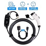 BougeRV Level 2 EV Charger Cable (240V, 16A, 25FT) Portable EVSE Electric Vehicle Charging Station Compatible with Level 1 for Chevy Volt, BMW, Nissan Leaf, Fiat, Ford Fusion
