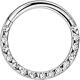 FANSING 316L Surgical Steel Rhinestones Piercing Rings for Septum Daith