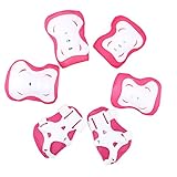 uxcell Girl Fuchsia Knee Palm Elbow Protective Pad Support 3 Sets White