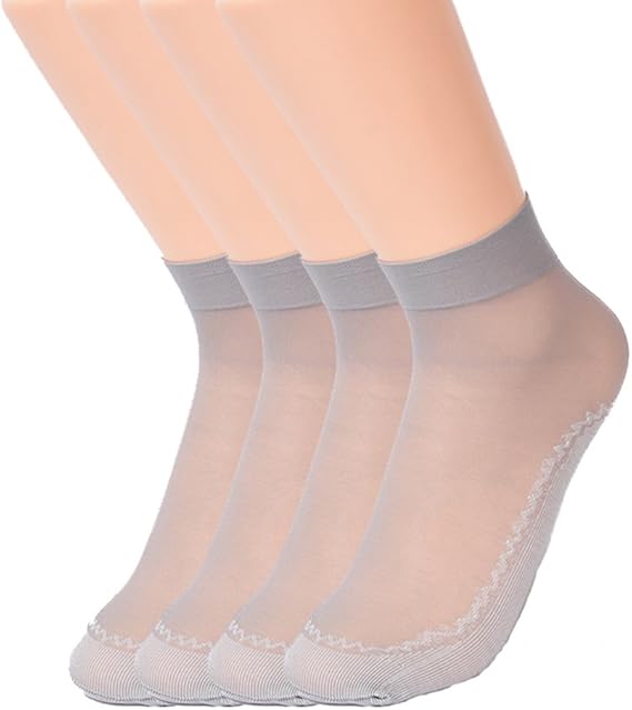 Amazon Imoch 靴下レディース 夏用 シースルーソックス 透け感のある薄手素材 涼しい 素足感覚 フリーサイズ 3色選択できる 4足組 グレー ソックス 通販