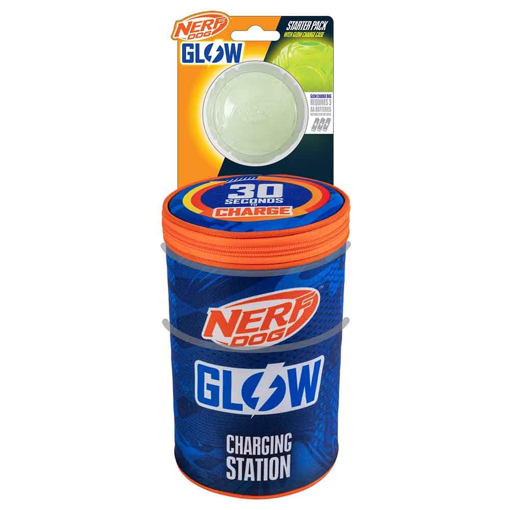 Photo 1 of Nerf Dog 1m LED 5.1in x 5.1in x 8.27in Glow Bag with 2.5in TPR Lightning Glow Ball Dog Toy -Blue/Orange and No Color