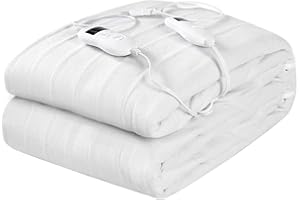 Dual Control Heated Mattress Pad, WELLHUT Electric Heating Pads, Queen/King Bed Warmer w/ 8 Heat Levels, 4 Timings, UL&ETL Ap