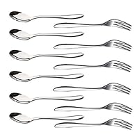 LUCKY SLD 12PCS Stainless Steel Flatware Set Including Fork Spoons Knife Tableware for Tea Dinner Server Spoon Kitchen Accessory Wedding Party (6 forks 5