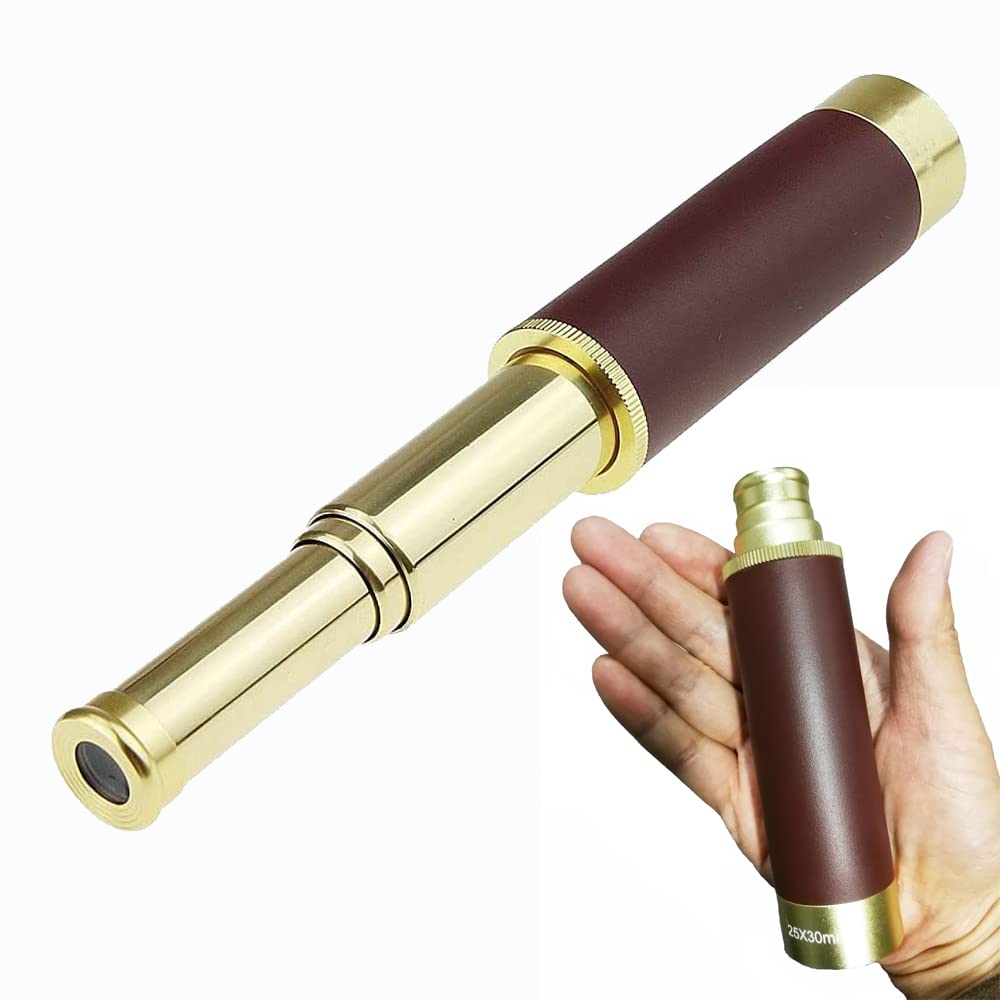 AniWorld Pocket 25X30 Retro Pirate Monoscope Handheld Small Tiny Telescope Monocular, Waterproof, Portable Spotting Scopes for Sailing Camping Travel