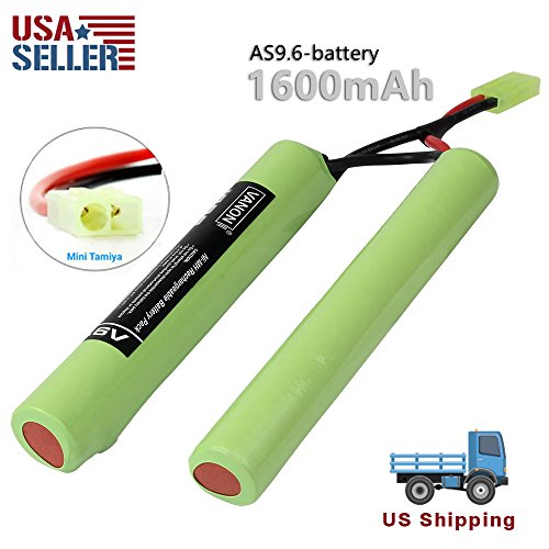 VANON 1600mAh 9.6V, NiMH Butterfly Battery for airsoft guns, AEG / NunChuck Battery with Mini Tamiya Connector (1-Pack)