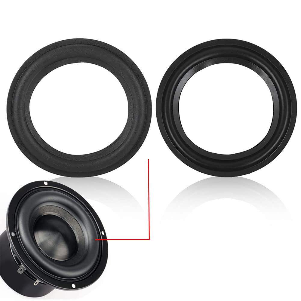 Kafuty 5 inch /4 inch Horn Rubber Edges Replacement Woofer Repair Part Speaker Surround Repair Subwoofer Foam Edge Repair Replace for JBL/Swans Speaker Edge (Black)(4 inch)