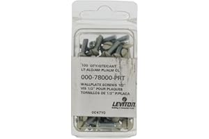 Leviton 78000-PRT 1/2-Inch Long 6-32 Thread, Oval Head Milled Slot Replacement Wallplate Screws, Light Almond