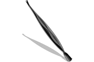 BALUCA 2-in-1 Cuticle Pusher & Trimmer with Fork – Professional Stainless Steel Nail Cuticle Remover Tool for Pain-Free Manicure & Pedicure – Durable Metal Cuticle Nippers and Scraper, Black