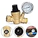 TargetEvo Adjustable Brass Lead-free Water Pressure Regulator Reducer With Gauge Inlet Screened Filter For RV (NH Thread)