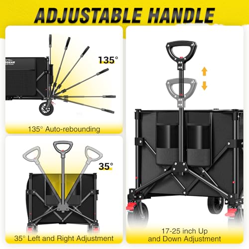 Carrito Plegable Más Duradero con Ruedas Todoterreno de 360°, Carrito de Compras para Mandado Transportador, Carro de Carga Tipo Wagon Vagón para Niños, Camping, Mudanza, Viajes, Mascotas