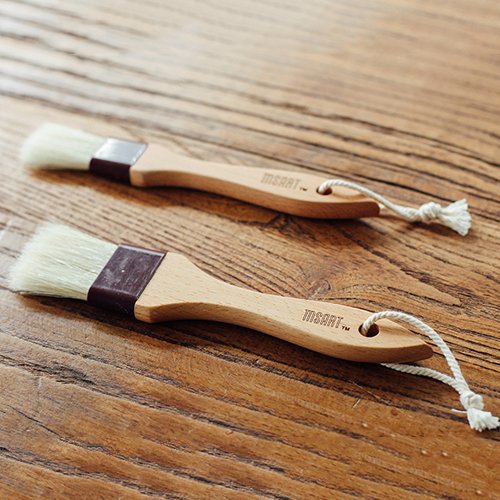 Wooden Pastry Brush Natural Bristle Set - MSART Basting /Food Brush, with Beech Wood Handle and Rope Hook, Great for Butter, Cookies, Oil, Bread, Frosting. Easy to Clean, 1 inch & 1.5 inch - Thumbnail 7