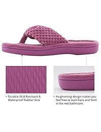 ULTRAIDEAS Women's Memory Foam Flip Flop Slippers with Cozy Terry Lining, Moisture-Wicking Open Toe Slip On Spa Thong Sandals Mules, Ladies' House Shoes with Indoor Outdoor Anti-Skid Hard Rubber Sole