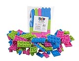 Premium Blue, Green, and Pink Soft Silicone Building Brick and Strap 108 Piece Patent Pending Set - Compatible with All Major Brands