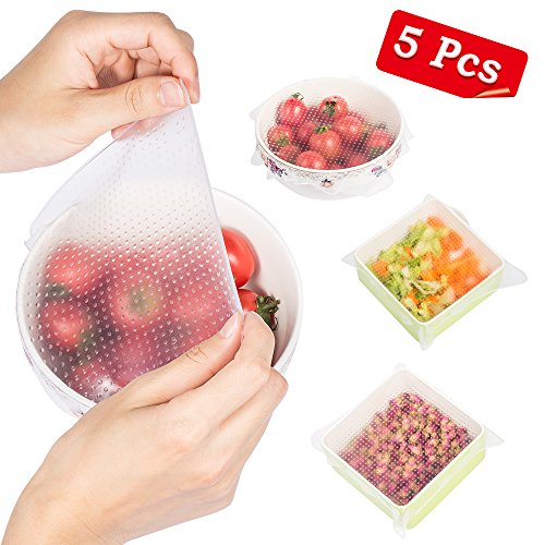 BEW Stretch Silicone Reusable Food Wraps - Set of 5 BEW Stretch Silicone Reusable Food Wraps - Set of 5