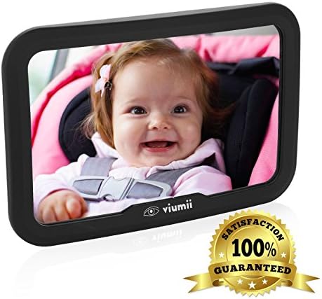 Viumii 2.0 Rear Facing Baby Backseat Car Mirror/EXTRA LARGE 11.6" x 7.7" x 4"/Shatterproof Glass/360 Degree Adjustability/PREMIUM SAFETY/Beautiful Gift Box/INCLUDES 2 FREE GIFTS!COMES FULLY ASSEMBLED!