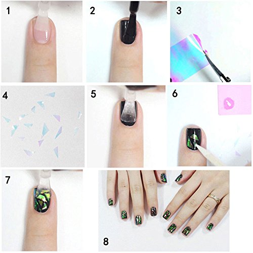Warm Girl 12PC Explosion Models Symphony Irregular Broken Glass Nail Stickers Nail Aurora Platinum Paper Mirror Glass Paper