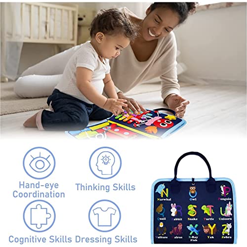 AM ANNA Busy Board Montessori Toy for 1 2 3 4 Year Old Toddlers, Toddler Travel Toys for Plane Car, Quiet Book, Sensory Toys for Toddlers 2 3 4, Montessori Toys for Toddler (Blue)