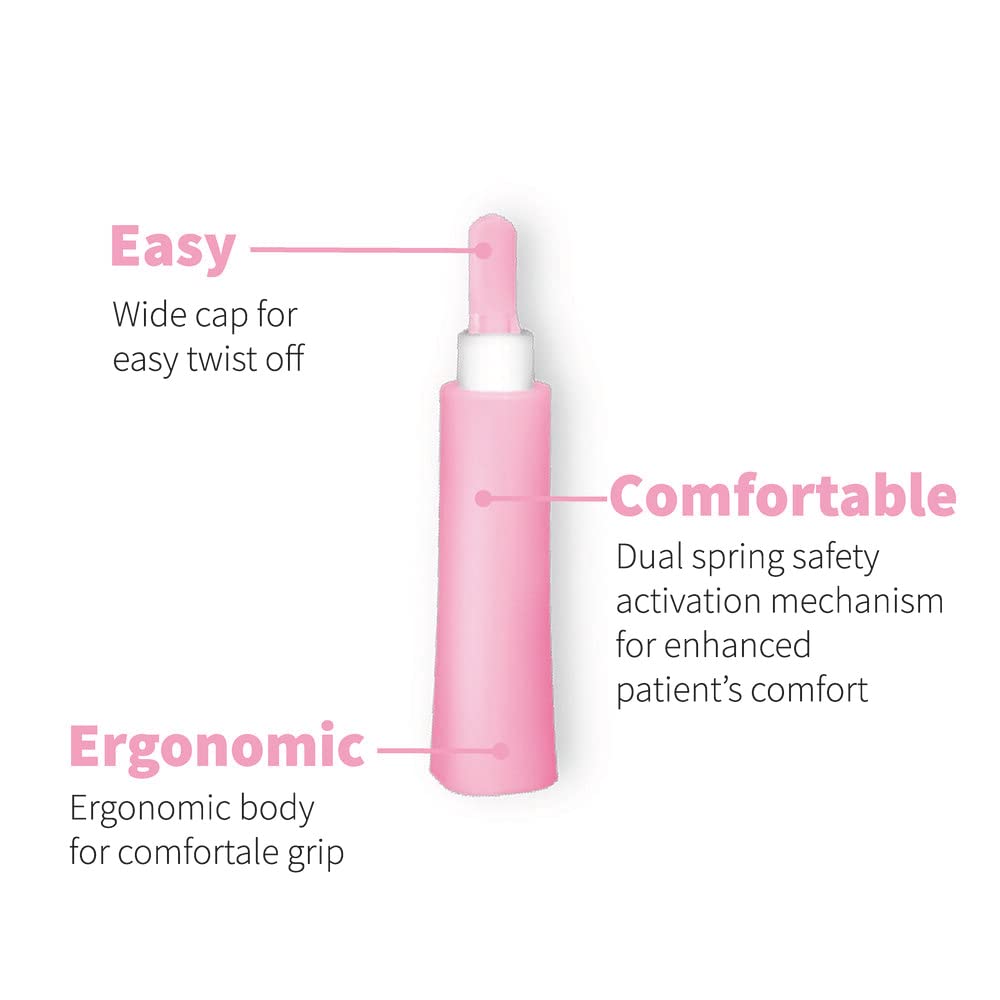 ONE-CARE Safety Lancets, 30G x 1.5mm, Push Button Activation, Gentle, Pre-Loaded, 3-Steps Only, Diabetes Testing, Sterile, Finger Self Prick Device, Glucose Monitor, Single Use, 100/Box