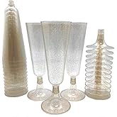 Oojami 70 pc Gold Glitter Plastic Classicware Glass Like Champagne Wedding Parties Toasting Flutes Party Cocktail Cups
