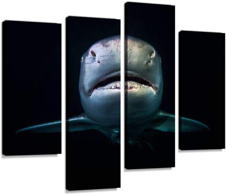 Lemon Shark Canvas Wall Art Hanging Paintings Modern Artwork Abstract Picture Prints Home Decoration Gift Unique Designed Framed 4 Panel