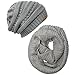 Wrapables Winter Warm Knitted Infinity Scarf and Beanie Hat Set, Light Gray