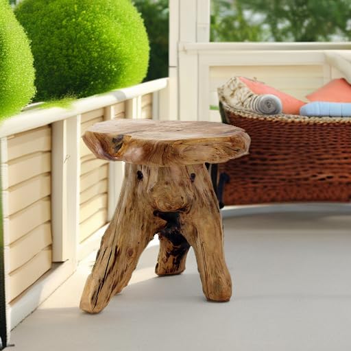 WELLAND NATURAL CEDAR STUMP STOOL, 14″ END TABLE, LIVE EDGE SIDE TABLE, PLANT STAND, SMALL NIGHTSTAND, MUSHROOM STOOL FOR LIVING ROOM, BEDROOM, PATIO, GARDEN